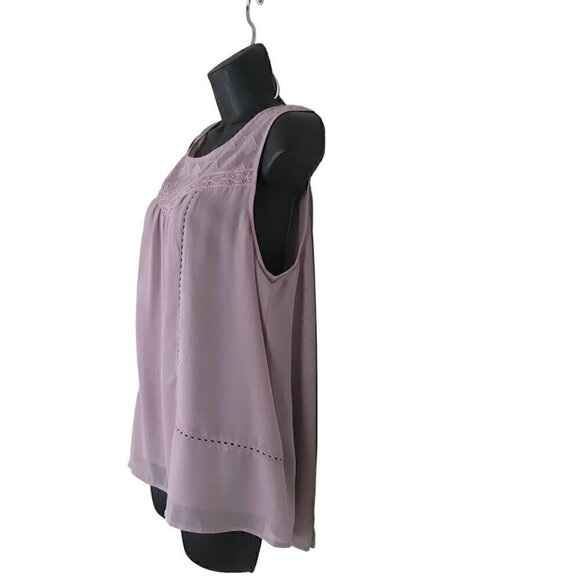 Lucky Brand Lilac Sheer With Lace Beautiful Sleeveless Blouse Size M - Picture 4 of 7